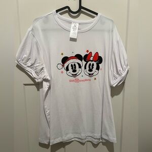 Disney White T-Shirt with Mickey and Minnie Holiday Design